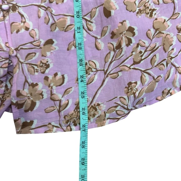 J Jill pink floral Pintuck lightweight button up top size XL petite XLP boho - Picture 9 of 10